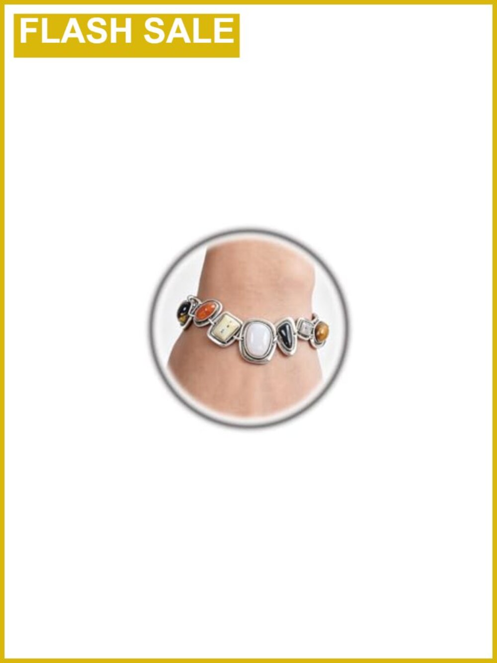 Chunky Mixed Stone Toggle Bracelet Boho Oxidized Statement Link